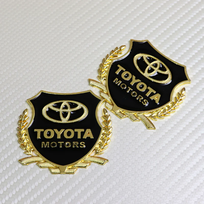 Toyota Gold 3D Metal Emblem Sticker x2 - Image 3