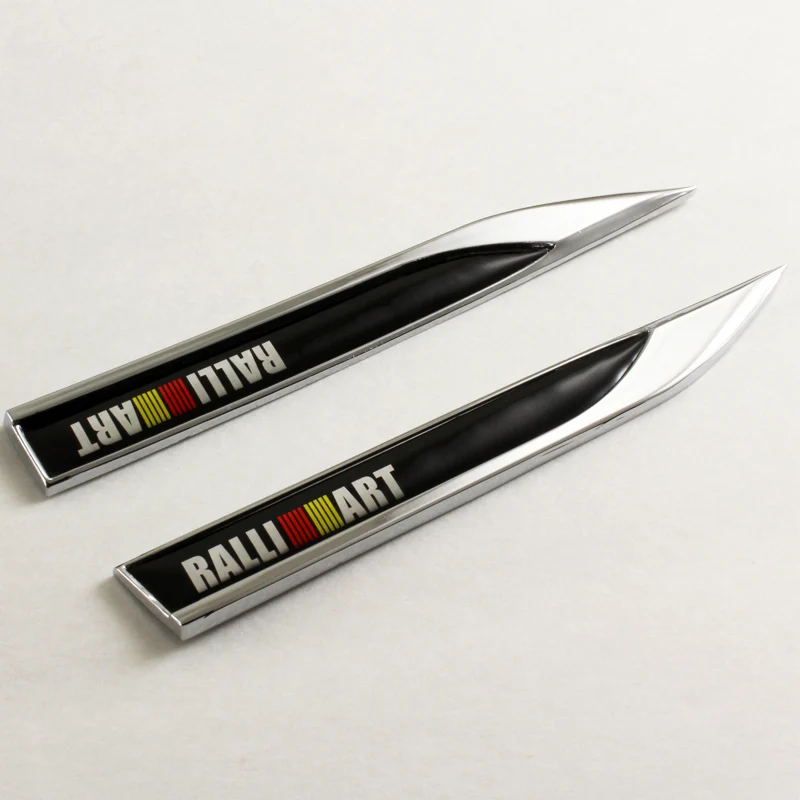 Mitsubishi Ralliart Black 3D Metal Emblem Sticker x2 - Image 2