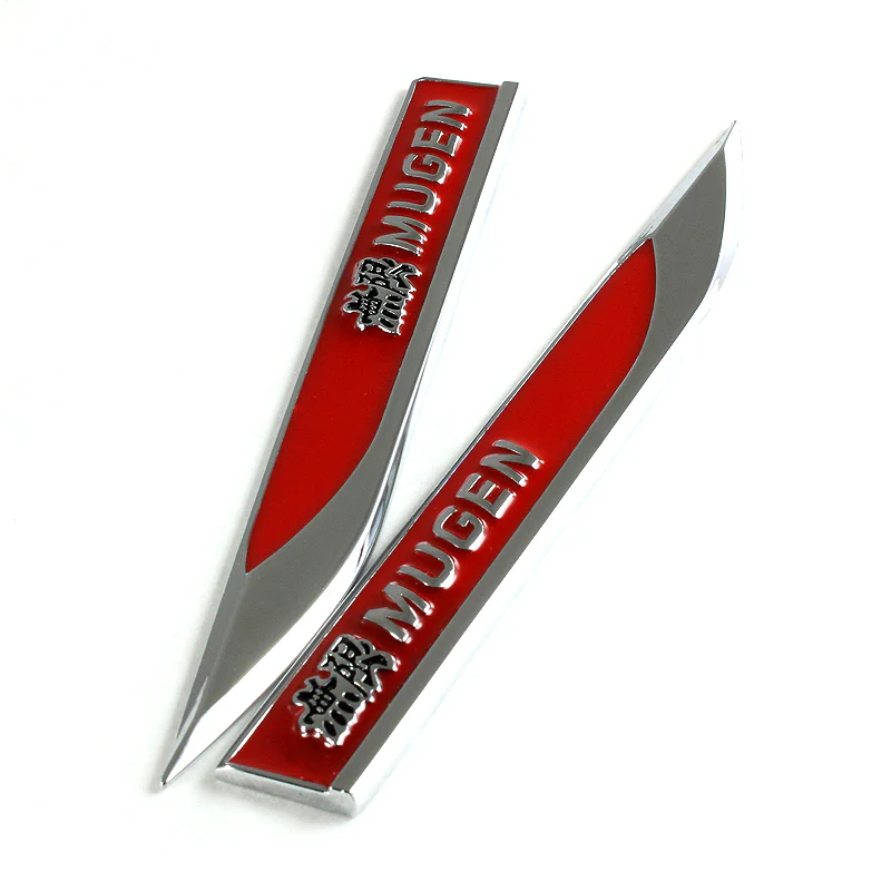 Mugen Red 3D Metal Emblem Sticker x2 - Image 2