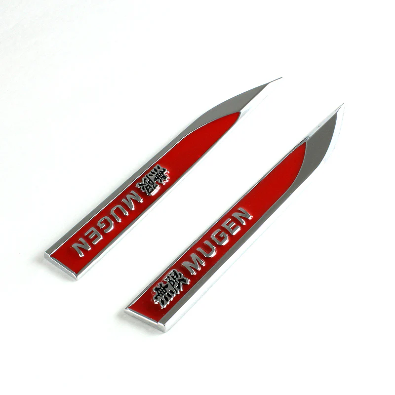 Mugen Red 3D Metal Emblem Sticker x2 - Image 3