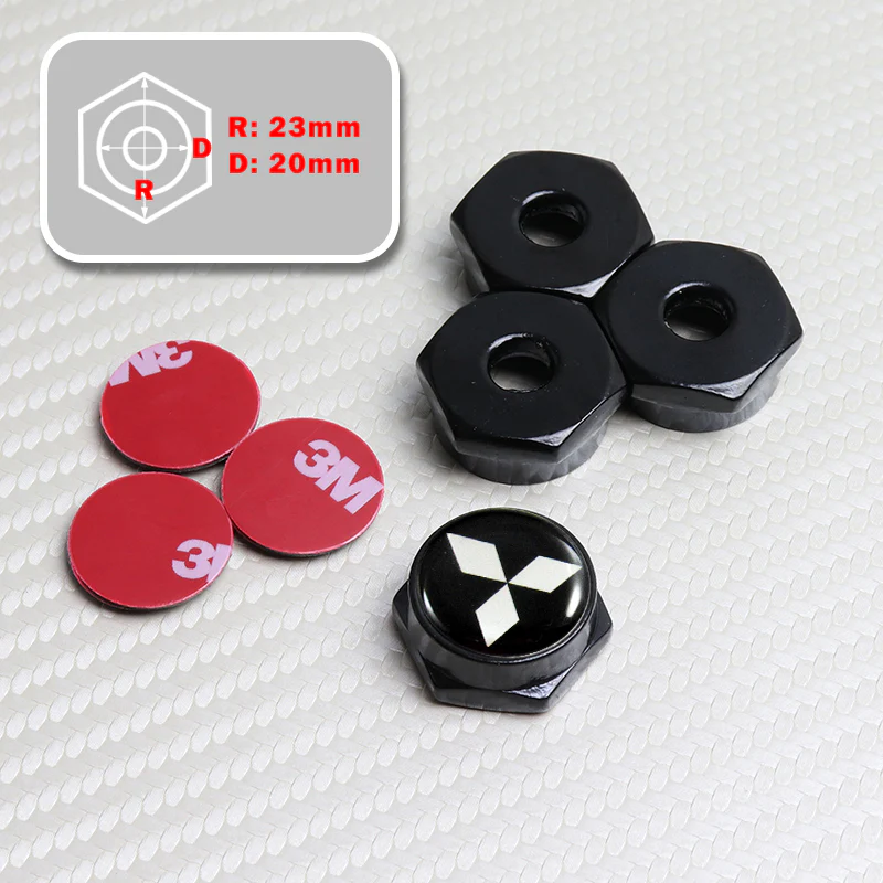 Mitsubishi 4pcs New Black Car License Plate Bolts Frame Screw Caps Covers - Image 6