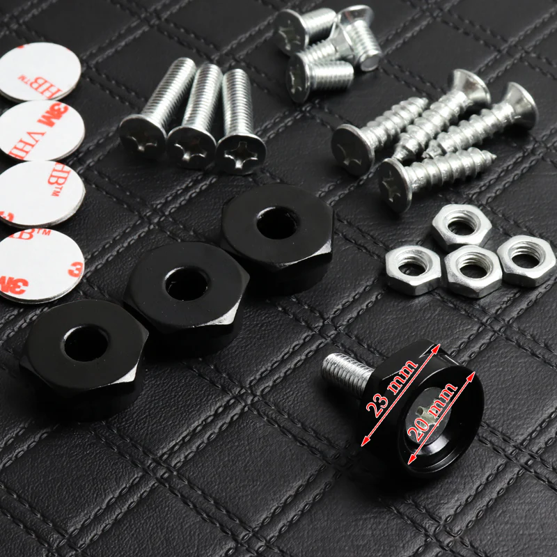 Mitsubishi 4pcs New Black Car License Plate Bolts Frame Screw Caps Covers - Image 8