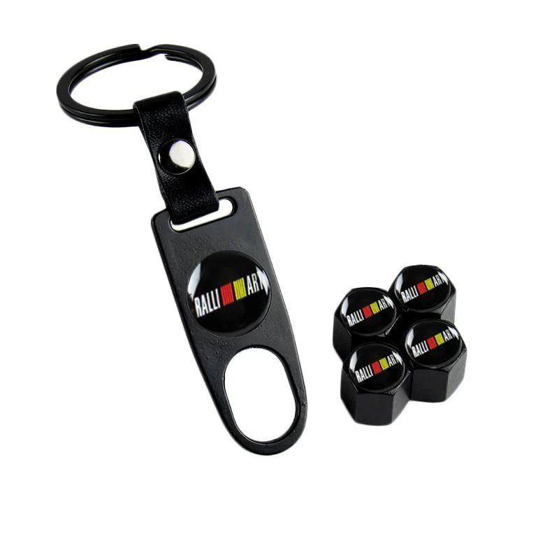 MITSUBISHI Black Set LOGO Emblems with Ralliart Tire Wheel Valves Air Caps Keychain - US SELLER - Image 6