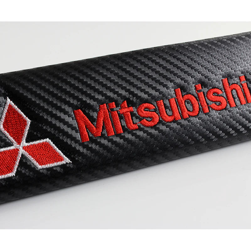MITSUBISHI Embroidered Armrest Cushion with Seat Belt Cover Set Carbon Fiber Look Center Console Cover Pad Mat - Image 7