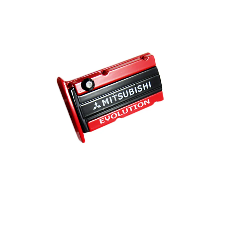 MITSUBISHI EVOLUTION Stainless Steel Engine Valve Cover Red Car Vent Clip Air Freshener Kit - Lemon Scent - Image 6