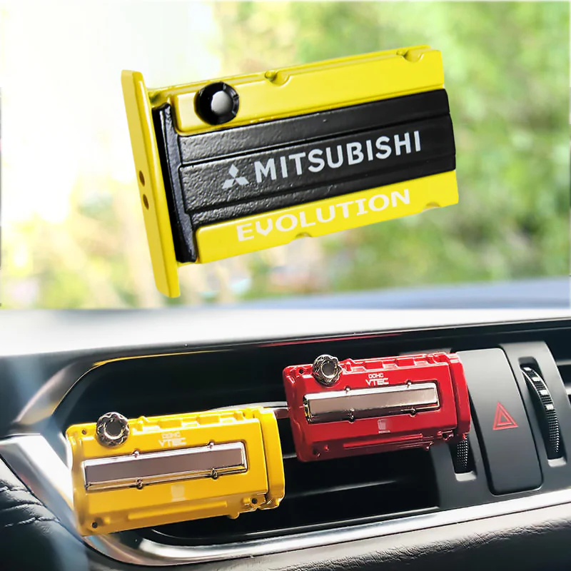 MITSUBISHI EVOLUTION Stainless Steel Engine Valve Cover Red Car Vent Clip Air Freshener Kit - Ocean Scent - Image 5