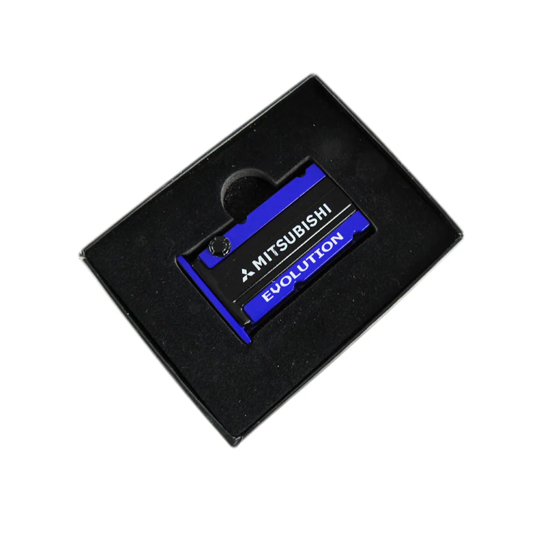 MITSUBISHI EVOLUTION Stainless Steel Engine Valve Cover Blue Car Vent Clip Air Freshener Kit - Lemon Scent - Image 2