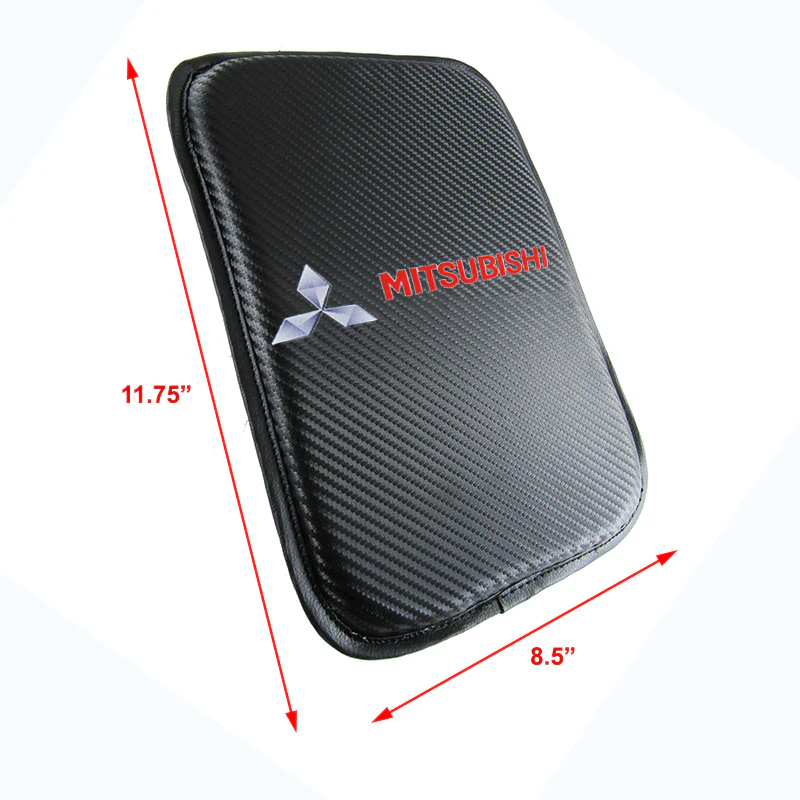 MITSUBISHI Set Black 15" Diameter Car Auto Steering Wheel Cover Quality Leather with Center Console Armrest Cushion Mat Pad Cover - Image 9