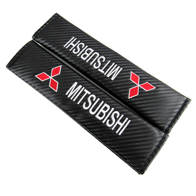 Mitsubishi Set of Carbon Fiber Look Armrest Cushion & Seat Belt Cover - Image 9