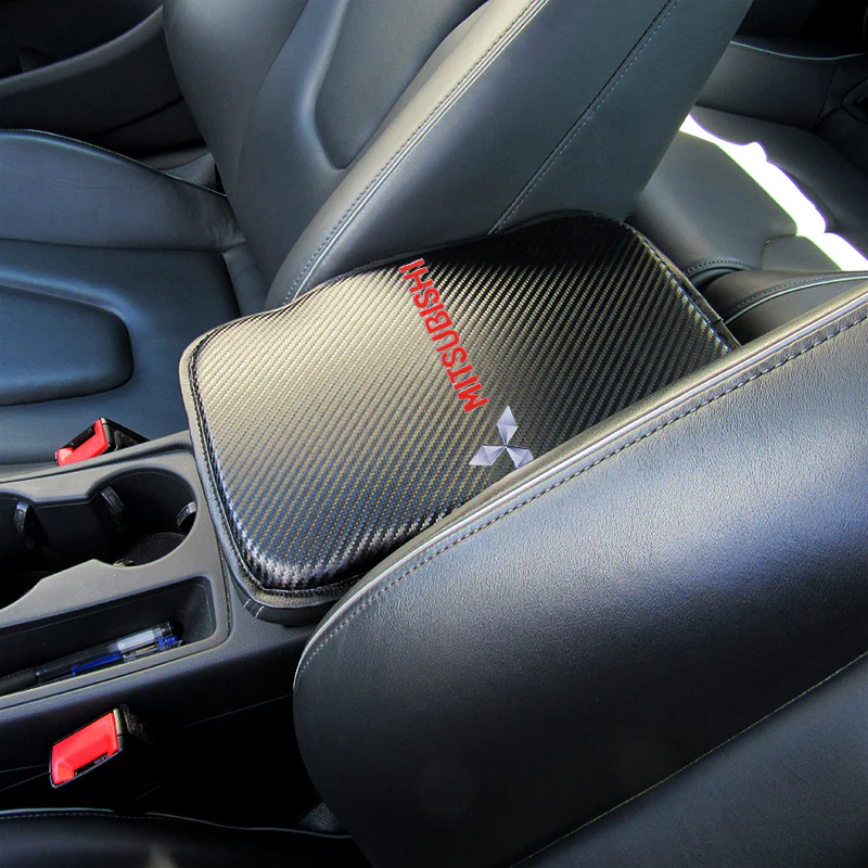 Mitsubishi Set of Carbon Fiber Look Armrest Cushion & Seat Belt Cover - Image 6