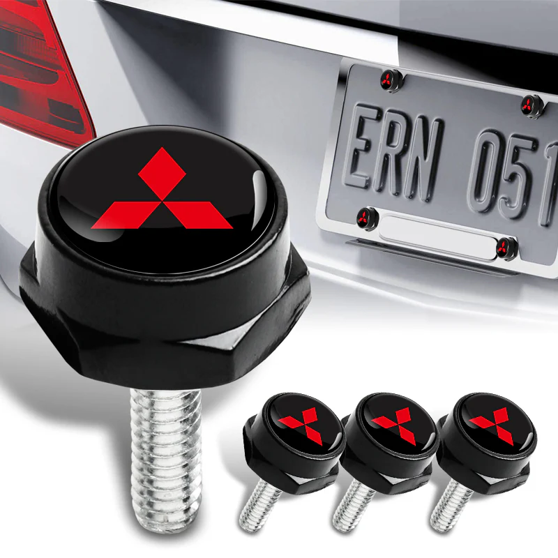 MITSUBISHI Stainless Steel 2pcs Black License Plate Frame with Caps Bolt Brand New SET - Image 10