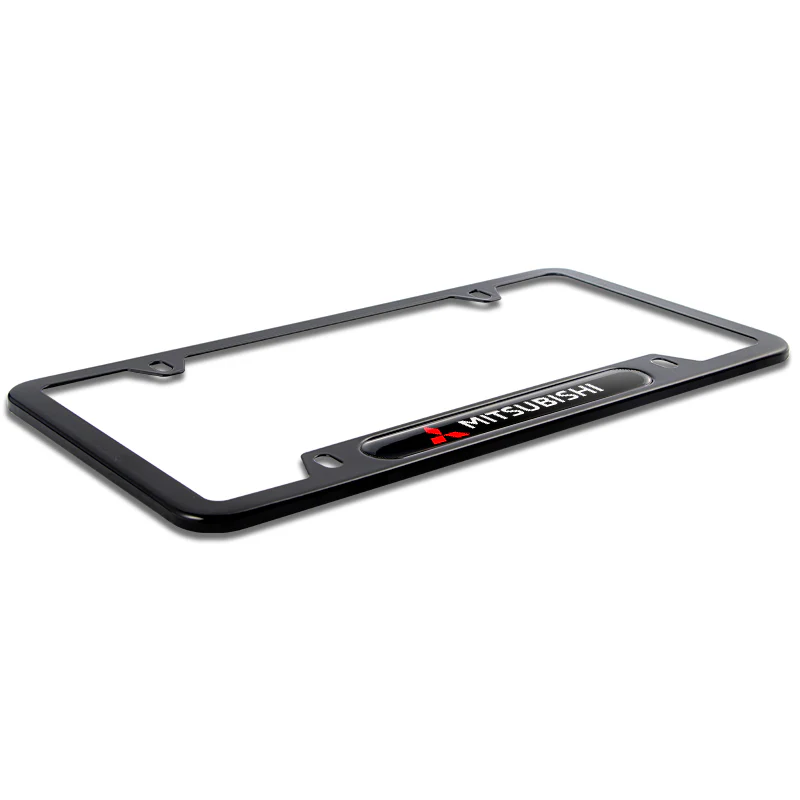 MITSUBISHI Stainless Steel 2pcs Black License Plate Frame with Caps Bolt Brand New SET - Image 9