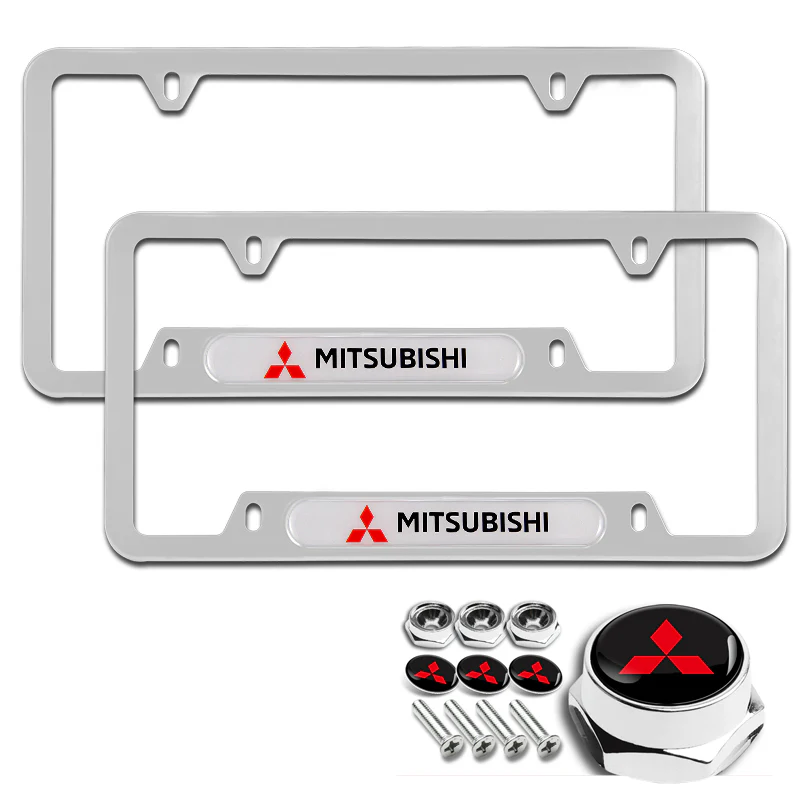 MITSUBISHI Stainless Steel 2pcs License Plate Frame with Caps Bolt Brand New SET - Image 8