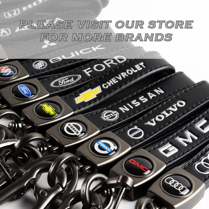 Mitsubishi Universal Black 3D Logo Leather Metal Gift Decor Quick Release Lanyard Keychain - Image 9