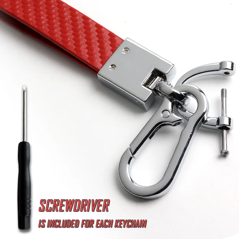 Mitsubishi Universal Chrome 3D Logo Carbon Fiber Look Red Leather Metal Gift Decor Quick Release Lanyard Keychain - Image 8