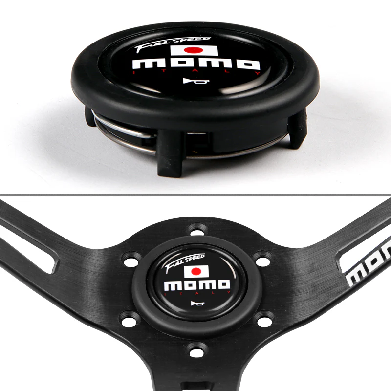MOMO Black Full Speed Steering Wheel Horn Button Sport Competition Tuning 59mm - Image 2