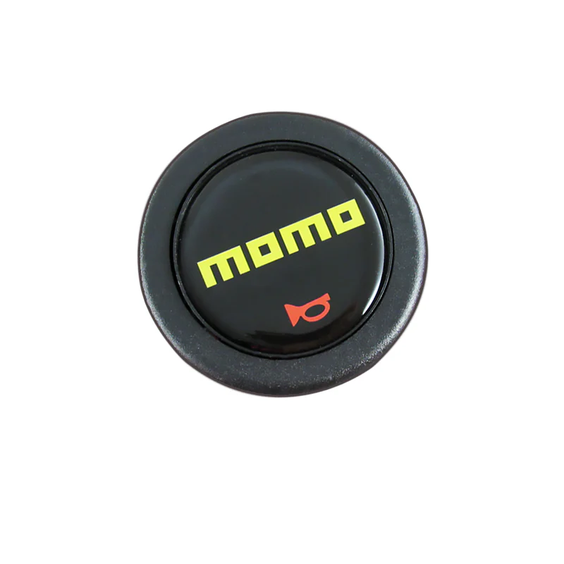MOMO Black & Yellow Steering Wheel Horn Button Sport Competition Tuning 59mm - Image 2