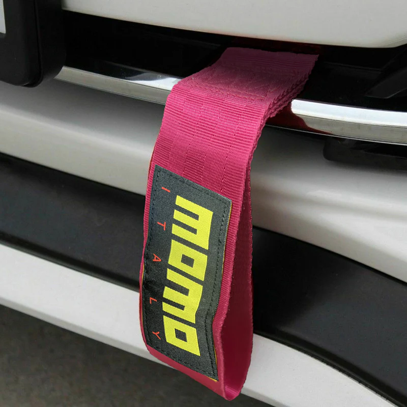 MOMO Racing JDM Honda Drift Rally Sports NEO CHROME HIGH STRENGTH Pink Tow Strap for Front / Rear Bumper - Image 3