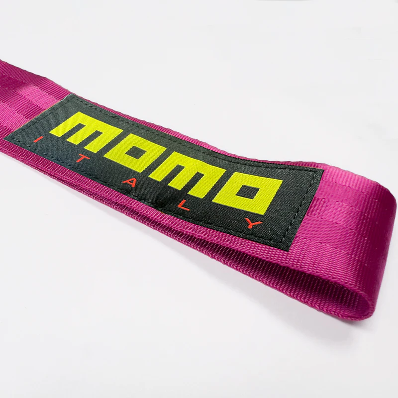 MOMO Racing JDM Honda Drift Rally Sports NEO CHROME HIGH STRENGTH Pink Tow Strap for Front / Rear Bumper - Image 5