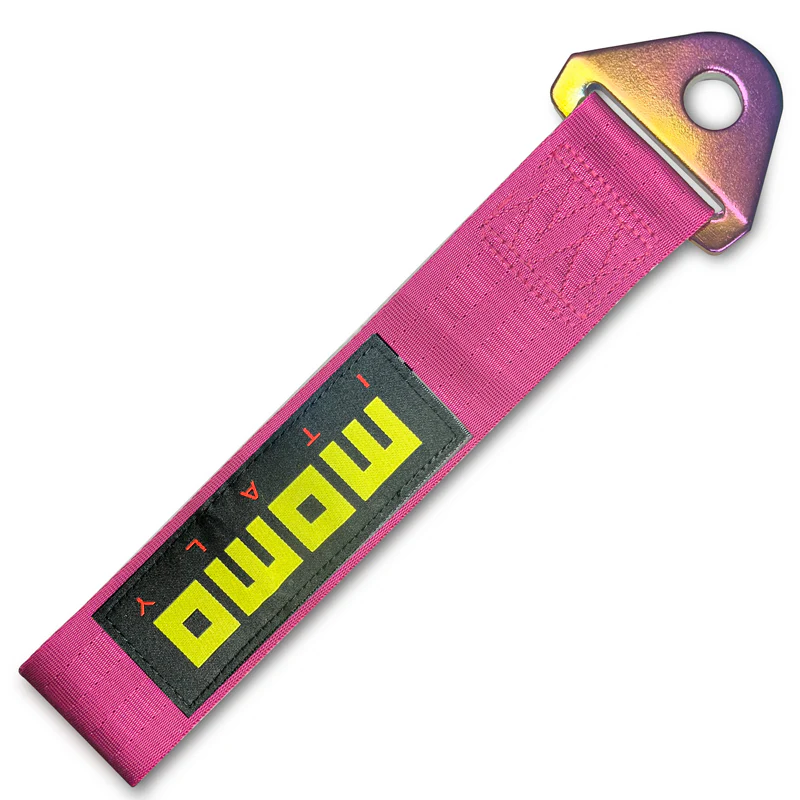 MOMO Racing JDM Honda Drift Rally Sports NEO CHROME HIGH STRENGTH Pink Tow Strap for Front / Rear Bumper - Image 9