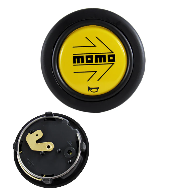 MOMO Yellow / Black Steering Wheel Horn Button Sport Competition Tuning 59mm - Image 2