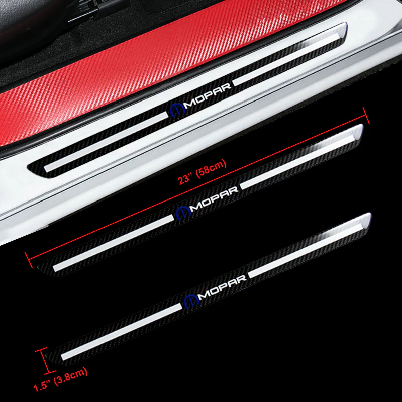 Mopar Carbon Car Door Welcome Plate Sill Scuff Cover Decal Sticker 4PCS Set with Seat Belt Covers - Image 4