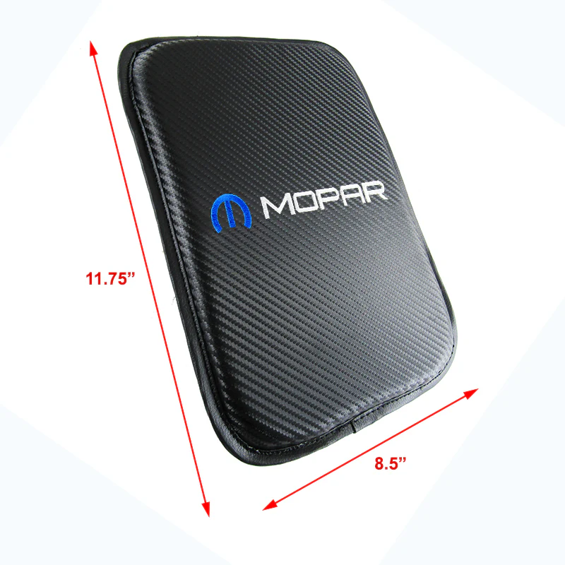 MOPAR Embroidered Armrest Cushion with Seat Belt Cover Set Carbon Fiber Look Center Console Cover Pad Mat - Image 6