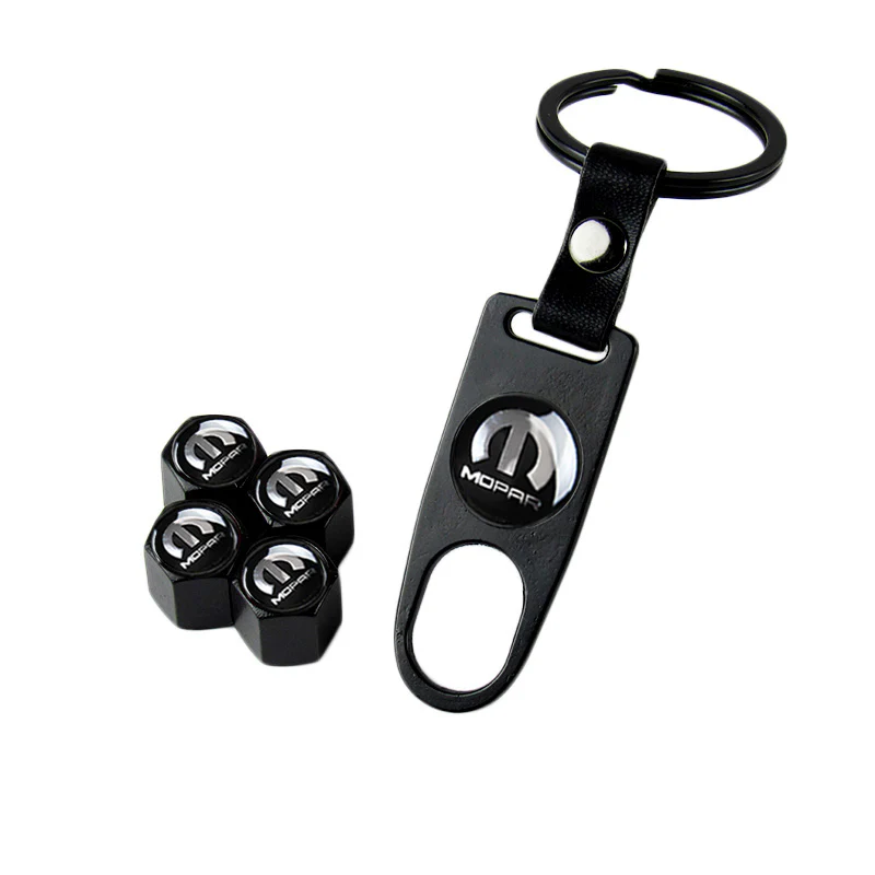 Mopar "M" Logo Universal Car SUV Wheel Tire Valves Dust Stem Air Caps Keychain Emblem Black Set - Image 5