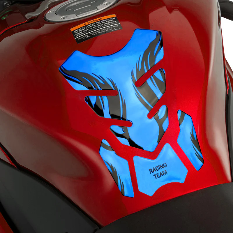Motorcycle Fuel Tank 3D Gel Pad Protector Blue Decal Sticker Universal - Image 3