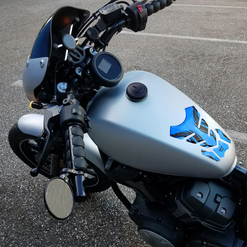 Motorcycle Fuel Tank 3D Gel Pad Protector Blue Decal Sticker Universal - Image 5