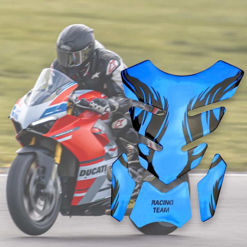 Motorcycle Fuel Tank 3D Gel Pad Protector Blue Decal Sticker Universal - Image 9