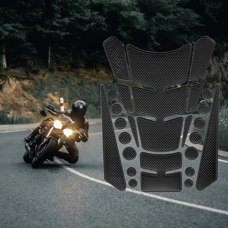 Motorcycle Fuel Tank 3D Gel Pad Protector Carbon Fiber Look Black Decal Sticker Universal - Image 4