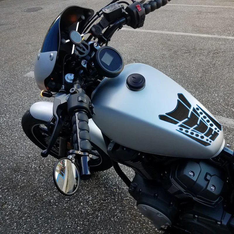 Motorcycle Fuel Tank 3D Gel Pad Protector Carbon Fiber Look Blue Decal Sticker Universal - Image 10