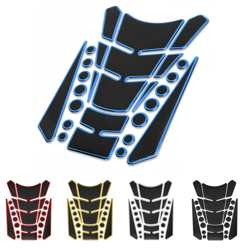 Motorcycle Fuel Tank 3D Gel Pad Protector Carbon Fiber Look Blue Decal Sticker Universal - Image 4