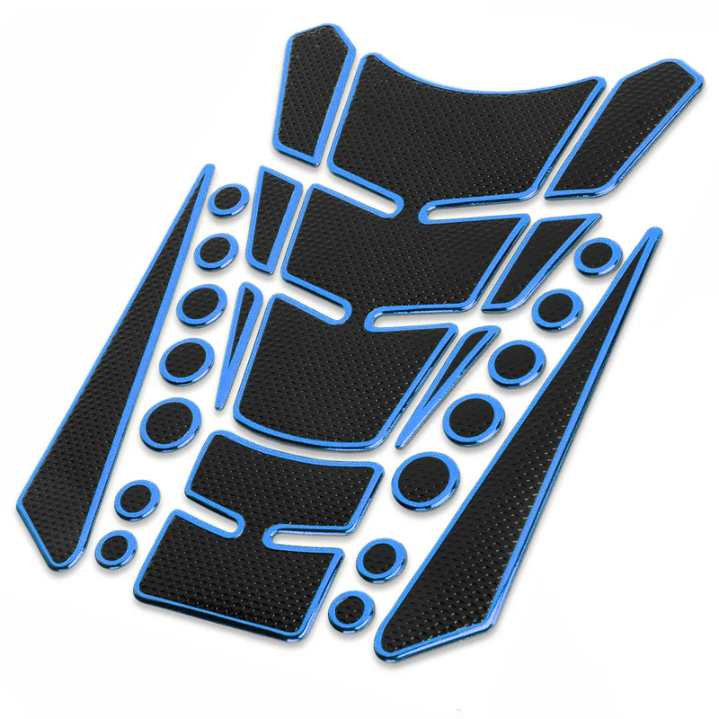 Motorcycle Fuel Tank 3D Gel Pad Protector Carbon Fiber Look Blue Decal Sticker Universal - Image 9