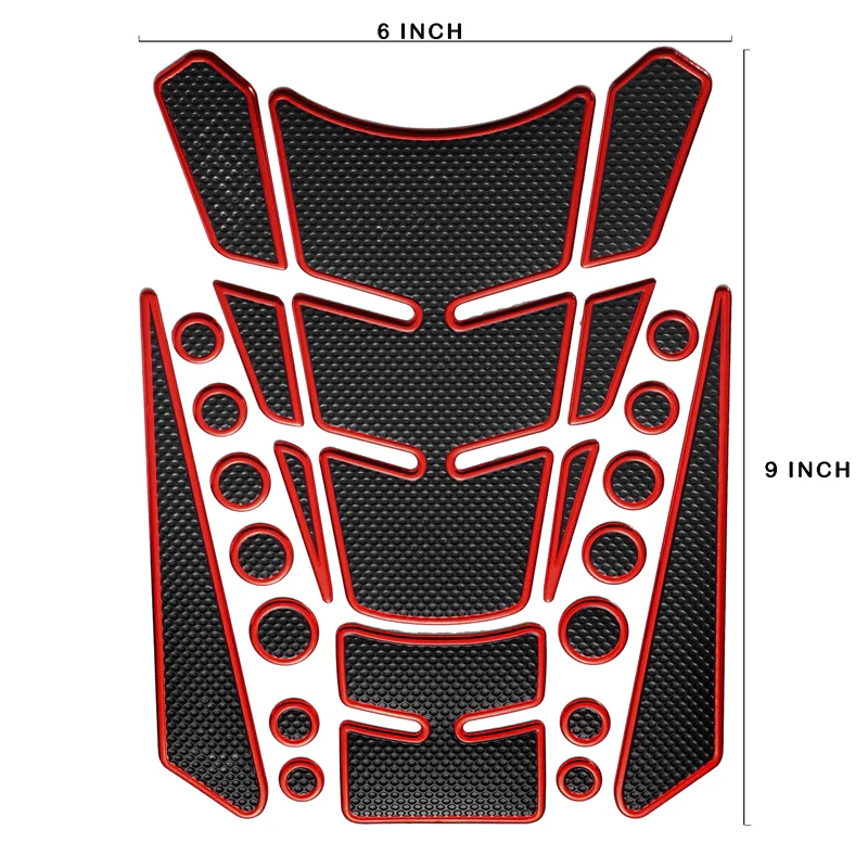 Motorcycle Fuel Tank 3D Gel Pad Protector Carbon Fiber Look Red Decal Sticker Universal - Image 3
