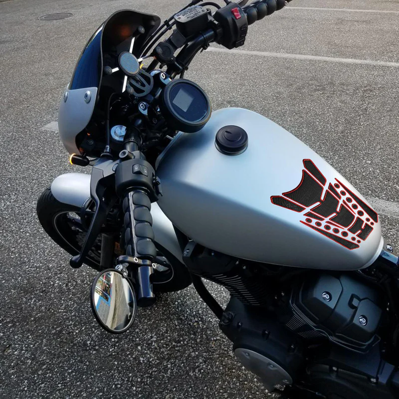 Motorcycle Fuel Tank 3D Gel Pad Protector Carbon Fiber Look Red Decal Sticker Universal - Image 4