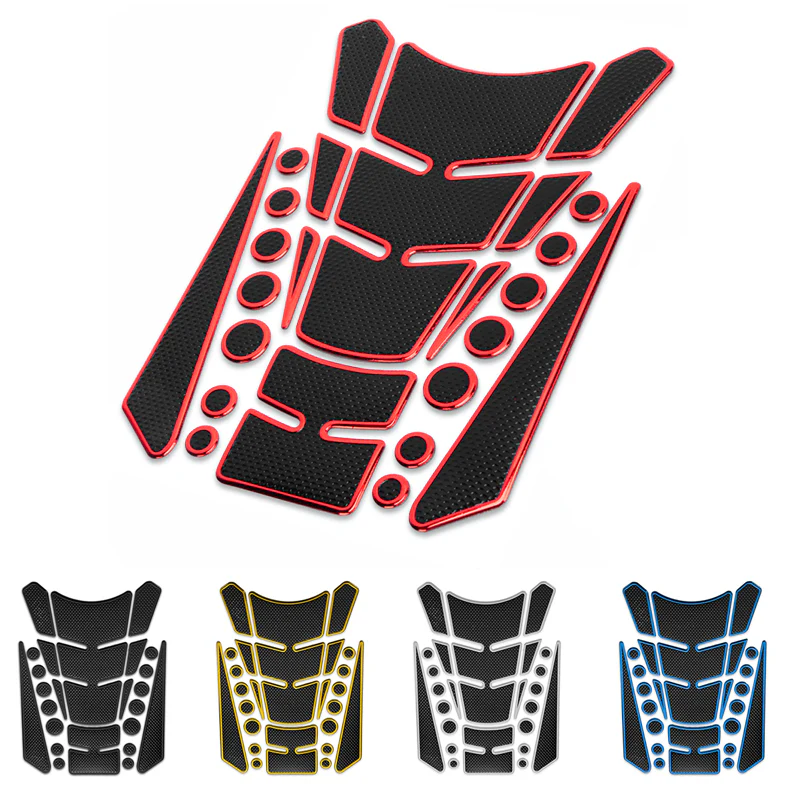 Motorcycle Fuel Tank 3D Gel Pad Protector Carbon Fiber Look Red Decal Sticker Universal - Image 7