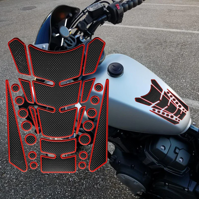 Motorcycle Fuel Tank 3D Gel Pad Protector Carbon Fiber Look Red Decal Sticker Universal - Image 9