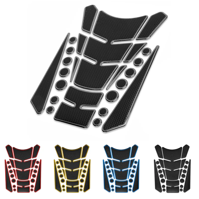 Motorcycle Fuel Tank 3D Gel Pad Protector Carbon Fiber Look Silver Decal Sticker Universal - Image 3