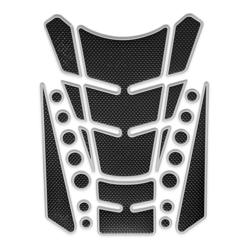 Motorcycle Fuel Tank 3D Gel Pad Protector Carbon Fiber Look Silver Decal Sticker Universal - Image 4