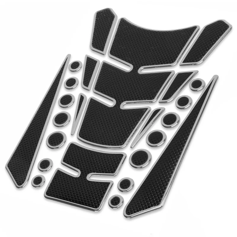 Motorcycle Fuel Tank 3D Gel Pad Protector Carbon Fiber Look Silver Decal Sticker Universal - Image 8