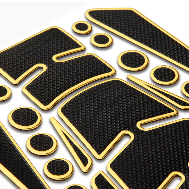 Motorcycle Fuel Tank 3D Gel Pad Protector Carbon Fiber Look Yellow Decal Sticker Universal - Image 2