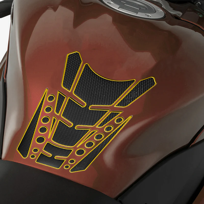 Motorcycle Fuel Tank 3D Gel Pad Protector Carbon Fiber Look Yellow Decal Sticker Universal - Image 3