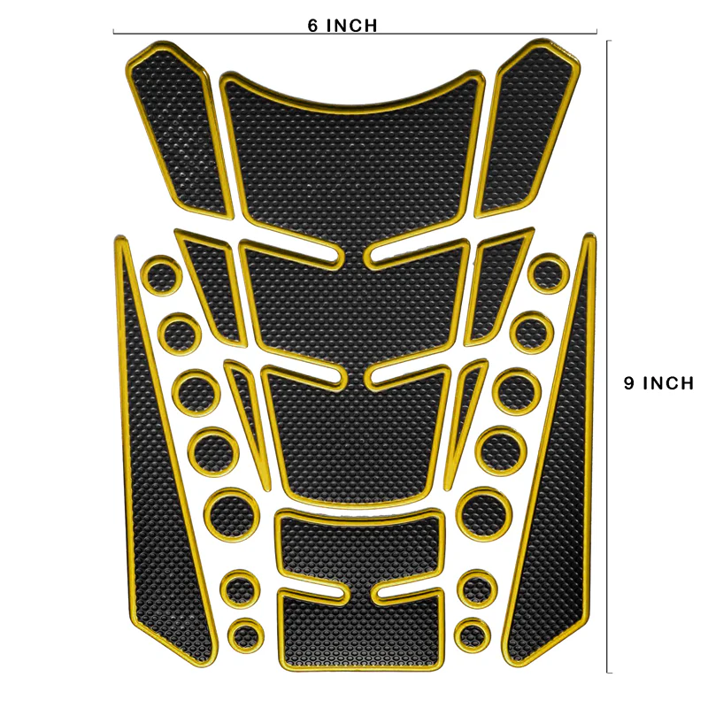 Motorcycle Fuel Tank 3D Gel Pad Protector Carbon Fiber Look Yellow Decal Sticker Universal - Image 4