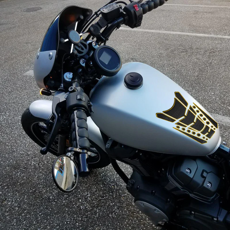 Motorcycle Fuel Tank 3D Gel Pad Protector Carbon Fiber Look Yellow Decal Sticker Universal - Image 5