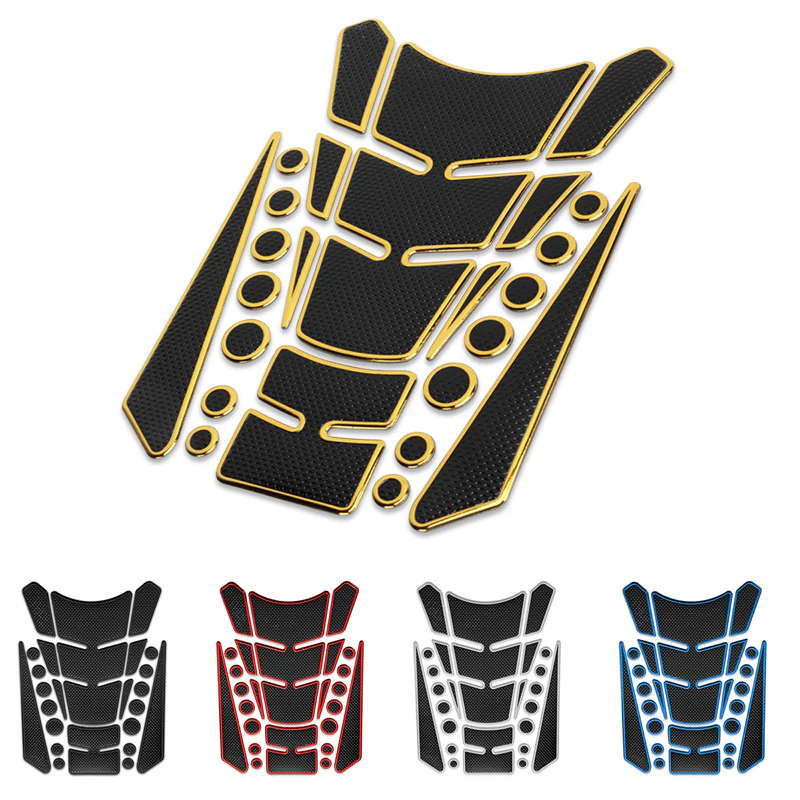 Motorcycle Fuel Tank 3D Gel Pad Protector Carbon Fiber Look Yellow Decal Sticker Universal - Image 7