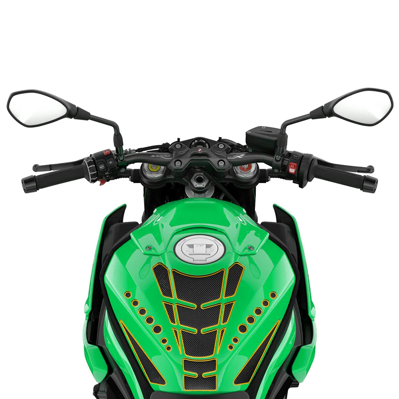 Motorcycle Fuel Tank 3D Gel Pad Protector Carbon Fiber Look Yellow Decal Sticker Universal - Image 8