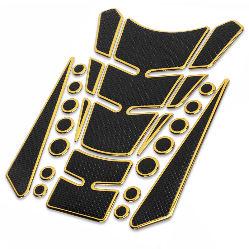 Motorcycle Fuel Tank 3D Gel Pad Protector Carbon Fiber Look Yellow Decal Sticker Universal - Image 9