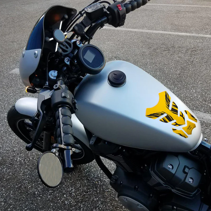 Motorcycle Fuel Tank 3D Gel Pad Protector Yellow Decal Sticker Universal - Image 2